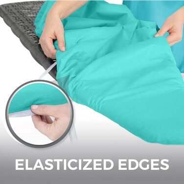 HOME GENIE Reflective Silicone Ironing Board Cover, 38.1 x 137.2 cm, fits large and standard boards, pads resist burns and stains, elastic edge covers, thick padding, no 15