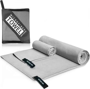 Рушники з мікрофібри для пляжу, сауни, фітнесу та йоги (2 шт. 180x80см + 80x40см)