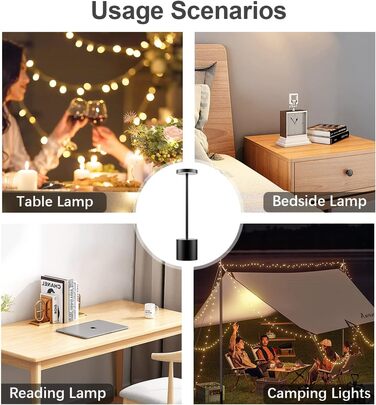 Світлодіодний настільний світильник Hapfish 2 шт, акумуляторний, диммер, сенсорний, чорний. Для дому, офісу, тераси