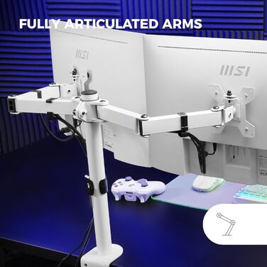 Подвійний кронштейн для моніторів Mars Gaming MARM2 White (до 27