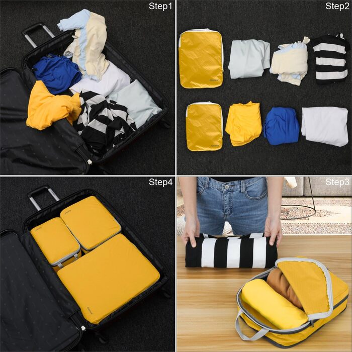 Органайзери для валізи Gonex (4 шт.) - набір кубиків для пакування, колір помаранчевий