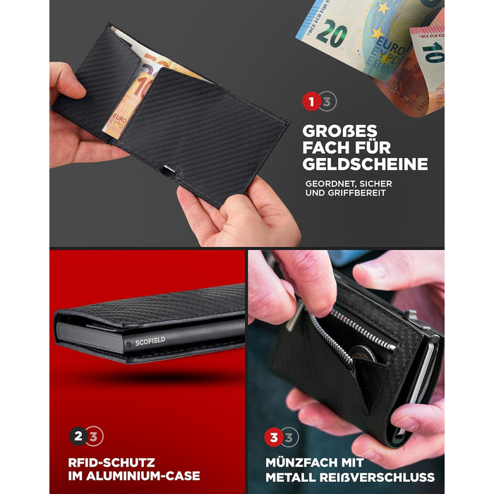 SF SCOFIELD Duality Magflip Premium Slim Wallet with Coin Pocket | Card Holder with Coin Pocket for 9-10 Cards | Card Wallet | Men's Wallet | RFID Protection | Credit Card Holder | Smart Wallet