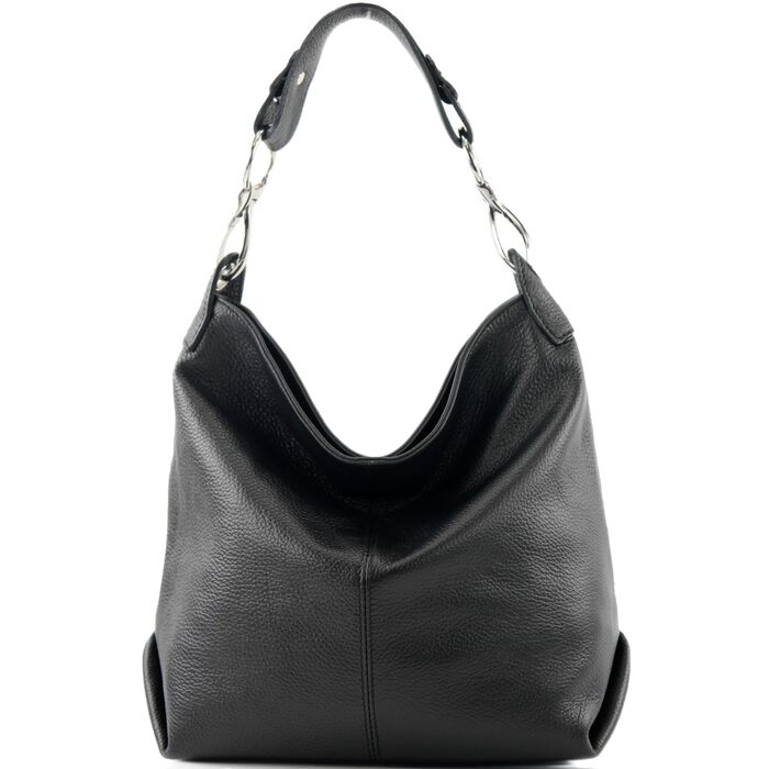 Сумка жіноча шкіряна на плече Modamoda T168, ручної роботи, Італія (Чорний)