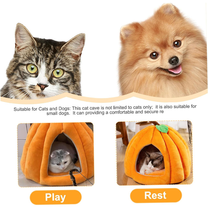Кішка Будинок-Печера на Хелловін: Форма Гарбуза, Тепла та Зручна Печера для Кота
