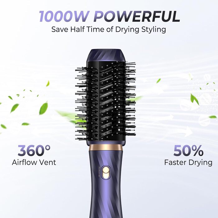 Фен та стайлер для волосся 6 в 1, Набір Airstyler з автоматичною завивкою, кругла щітка-фен, термощітка, фен, гаряча повітряна щітка, подарунковий набір мультистайлер для жінок, чорний (Z-blue)