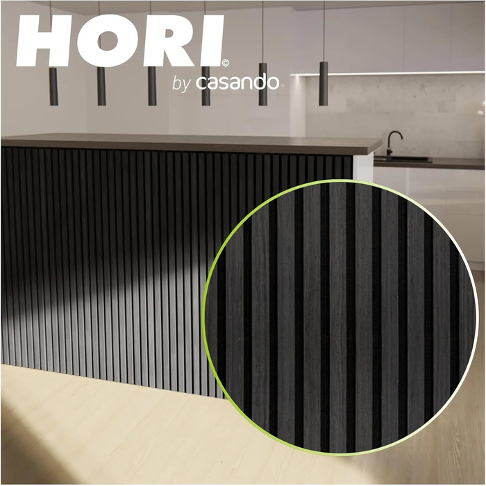 Акустичні настінні панелі HORI в стилі дерева для шумоізоляції та декору стін, 120x60x2,1 см, 3D Black Oak (чорний дуб)