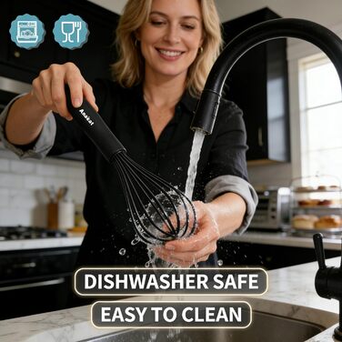 Набір силіконових вінчиків Aneaat (3 шт.) з нержавіючою сталлю – для антипригарного посуду, збивання, змішування. Розміри: 21 см, 26 см, 30 см