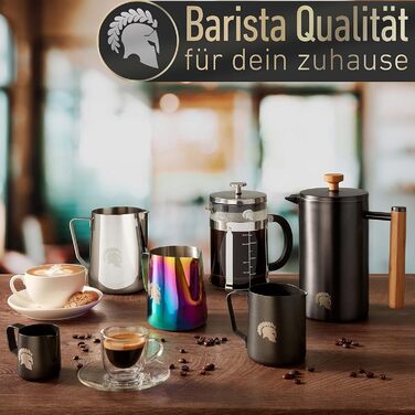 Barista Legends® French Press Stainless Steel Thermal Coffee Press (600ml) - Double-walled Coffee Maker for longer fresh filter coffee - Also suitable as a coffee maker when camping! Metallic Black 600ml
