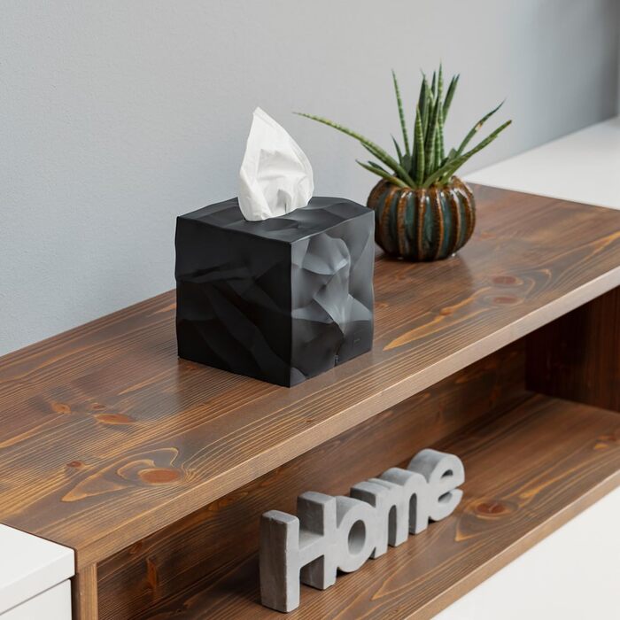 Essey Cosmetic Tissue Box Wipy Cube I, square tissue box dispenser, design tissue box, black, 13x13x13 cm