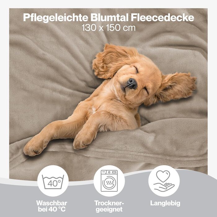 Пухнаста ковдра Blumtal Kuscheldecke: сертифікована Oeko-TEX флісова ковдра 150x200 см для дому та відпочинку. Ковдра для дивану, вітальні, тепла та затишку. Також доступна 130x150 см, колір - тауп.