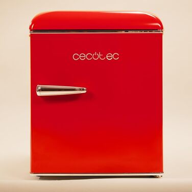 Cecotec Retro Mini Refrigerator - 45L Compact Table Fridge with Chrome Handle, Red - Energy Class E