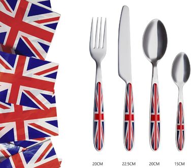 Набір столових приборів Exzact Rostfrei Stahl (16 предметів) з дизайном Union Jack