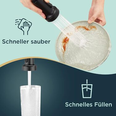 Кран кухонний FORIOUS з високим виливом, душовий набір, змішувач для мийки, кухонні крани, поворотний на 360°, 2 режими розпилення, нержавіюча сталь, матовий чорний