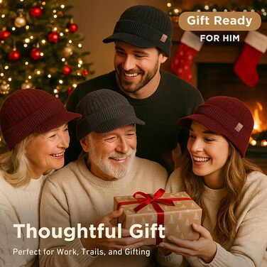 Шапка в'язана з мериносової вовни TOP-EX PolarWool™ для чоловіків та жінок, з підкладкою з флісу, для занять спортом, катання на лижах, тепла зимова шапка, M-XXL (Бордовий, XL-XXL)