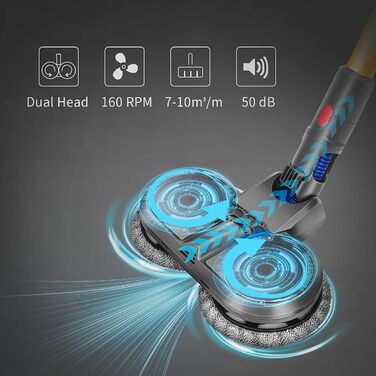 Насадка для миття підлоги DrRobor для Dyson V12 Detect Slim, з'ємний бак для води та 12 миючих моп