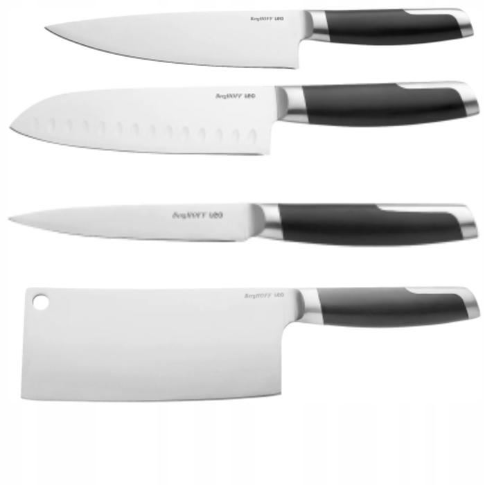 Набір кухонних сталевих ножів BergHOFF (4 шт.) у дерев'яному блоці, Graphite