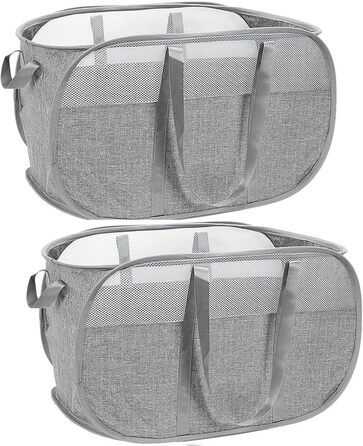 Pop-up Laundry Basket - Foldable Laundry Basket, Breathable Honeycomb Mesh Laundry Basket, Space-Saving, Suitable for Laundry Room Storage, and Travel (gray)