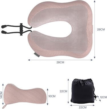 Подушка для шиї у вигляді хом'ятка, для подорожей, авто, офісу та дому (Рожева)