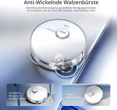 Робот-пилосос JONR T5 Pro Gen 2 з функцією миття, 15000Pa, сушка гарячим повітрям, антизаплутування, LiDAR-навігація, док-станція