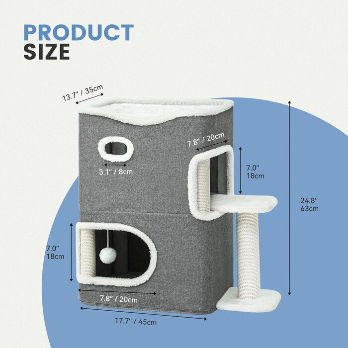 Кігтеточка-будиночок для котів, велика, з інтегрованою драбиною та місцем для відпочинку