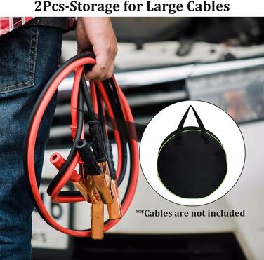 Cartlant 2 Pack Charging Cable Bag Electric Vehicle, Waterproof Cable Bag Camping Extension Cord Organizer Round, Portable EV Storage Bag Large for Garden Accessories, Hoses, E-Car