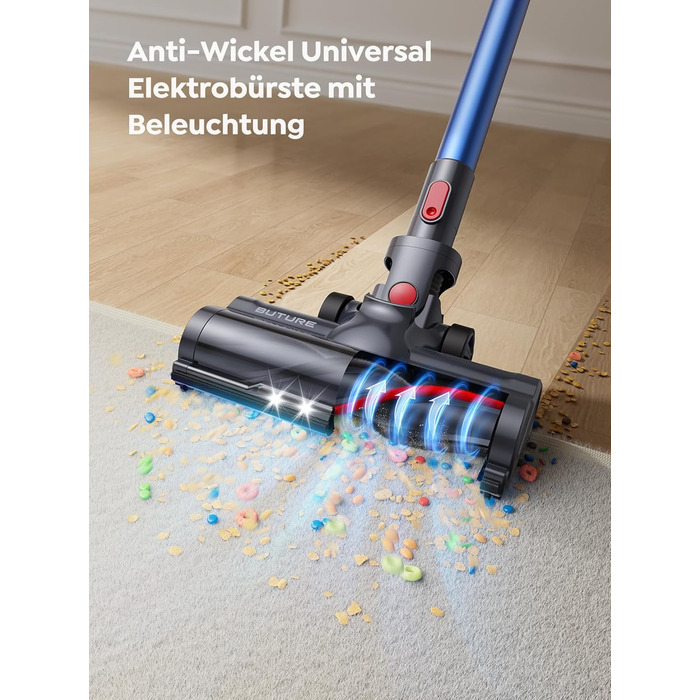 Бездротовий пилосос BuTure VAC 450W, 38000Pa, з зарядкою від підлоги, 55 хв роботи, потужний, з сенсорним екраном, для підлоги та килимів, з контейнером 1,5 л