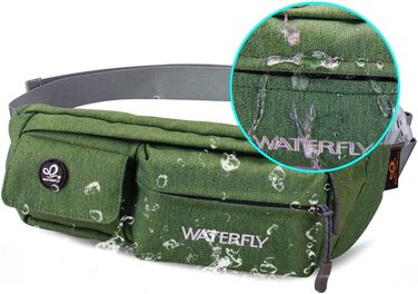 WATERFLY Поясна сумка на пояс для чоловіків та жінок: стильна сумка через плече для спорту, бігу, прогулянок з собакою, подорожей (Зелена)