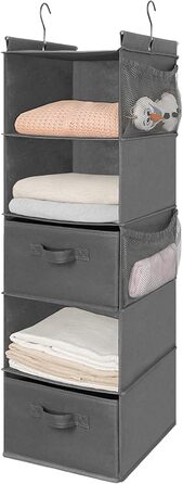 Органайзер для шафи MAX Houser з 5 полицями, навісний, економія місця, з 4 кишенями збоку, складний, бежевий