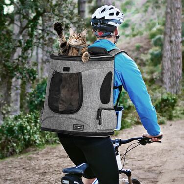 Рюкзак для котів та собак Petsfit - сірий, до 5 кг, з сіткою, для прогулянок