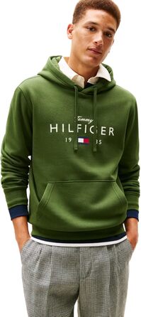 Чоловічий худі Tommy Hilfiger Brand Love Big Hilfiger з капюшоном, колір Green Mountain Pine, розмір XS