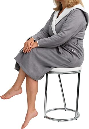 Libaro Footstool Salina, Metal Chrome Shiny, Round Seat Stool, White Stool in the Design of Bar Stool Barstool, as a Kitchen Stool, Step Stool or Bench in the Hallway, High Toilet Stool for Adults