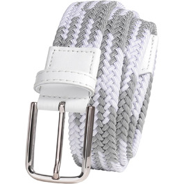 Еластичний пояс для гольфу для чоловіків та жінок, повсякденний, розтяжний, тканий, 3,5 см, білий/сірий, S-Fit, обхват талії 34'-40' (довжина: 45')