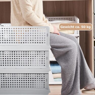 Closet Organizer 3-Piece Set, Foldable Storage Box, Organization System for Drawers, Lockers, and Closets (White) (Gray-2)