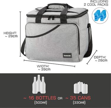 Foldable Cooler Bag 25L/45L/52L - Outdoor Cooler Box with 16h Cooling Function and Carrying Straps, Waterproof Picnic Bag Insulated Bag with Shelf, Insulated Bag - Anthracite or Grey - IceBreezer (Grey - Size S: 25L)