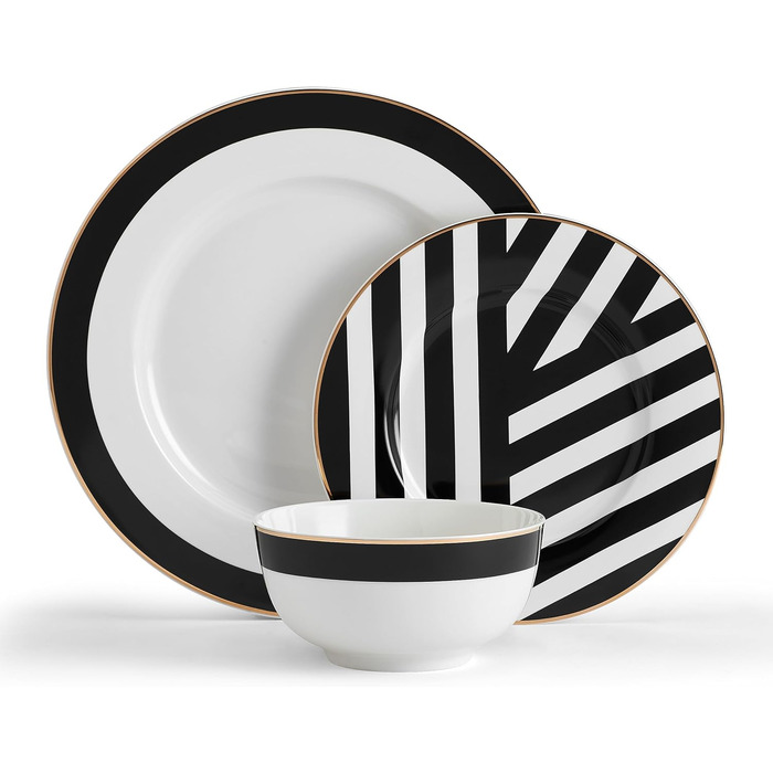 Набір посуду Mikasa Luxe Deco (12 предметів) для 4 осіб: тарілки, супові тарілки, миски, зелений колір, подарункова коробка, придатний для миття в посудомийній машині