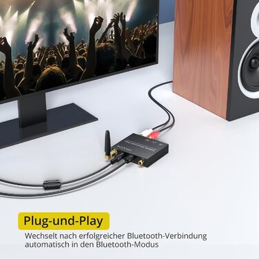 Bluetooth аудіоадаптер PROZOR DAC: Bluetooth приймач з оптичним виходом, Aux/RCA, регулюванням гучності