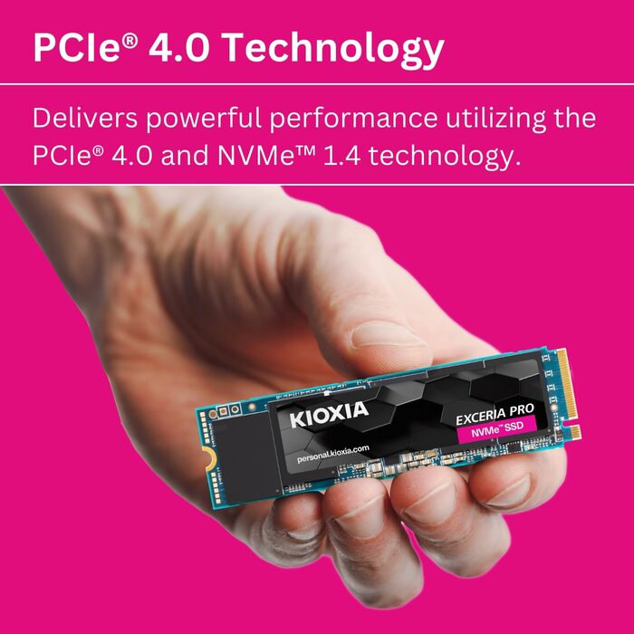 SSD KIOXIA Exceria Pro 2TB NVMe PCIe 4.0 M.2 - Швидкість 7300MB/s, 800K IOPS