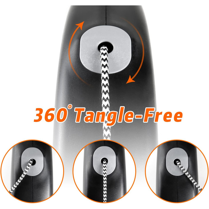 Висувна собача шлейка, 9.1 м, для середніх та великих собак до 35 кг, міцна, не заплутується, розмір L, чорна