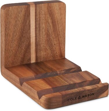 Cole & Mason H722134 Buckland Cookbook Stand and Tablet Stand made of Acacia Wood, Cookbook Holder for Kitchen, Not Dishwasher Safe