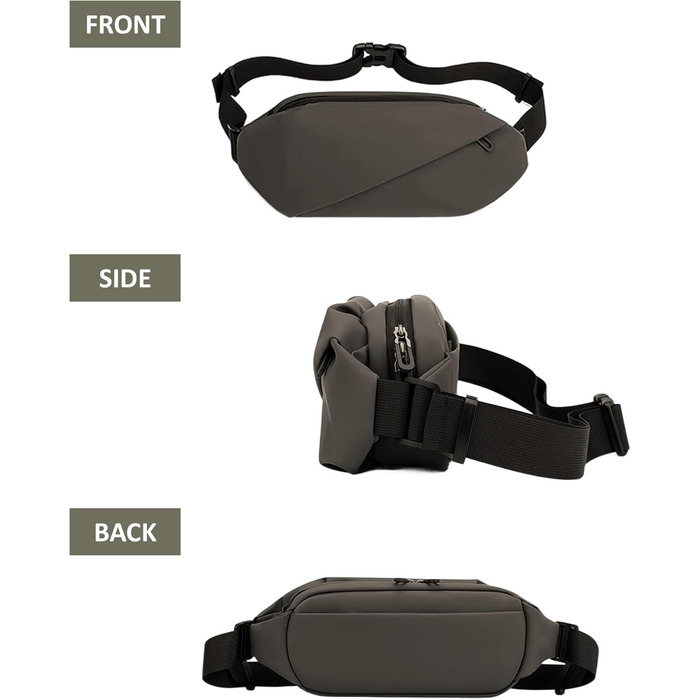 Поясна сумка через плече для чоловіків та жінок, велика, з PU шкіри, водонепроникна, для спорту, подорожей, бігу, піших прогулянок, захист від крадіжки, стильна, темно-зелена (золотий, коричневий)