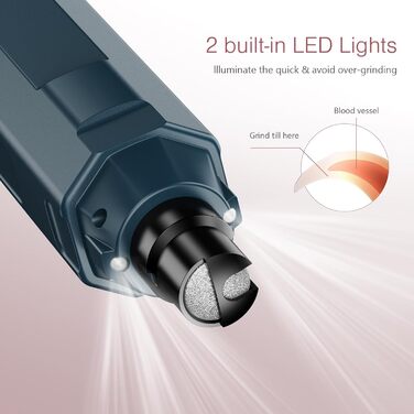 Електричний точилка для кігтів собак LOFICOPER з 6 швидкостями, 2 LED-ліхтариками, 3 портами, тихий для собак маленьких, середніх та великих порід