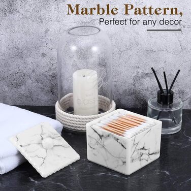 Органайзер для ватних паличок та дисків Luxspire з 2 відсіками, білий | Косметичний бокс з кришкою