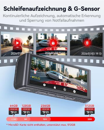 Автомобільний відеореєстратор REDTIGER F7NA 4K UHD (передній та задній), сенсор STARVIS 2 IMX678 8MP, двоканальна камера для авто