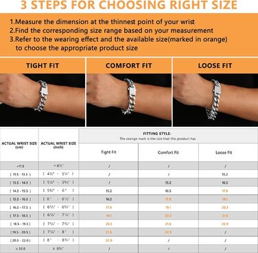 Чоловічий браслет KRKC&CO, кубинський ланцюг, 18 мм, Miami Iced Out, кубинське панцерне з'єднання, 18-каратне золото, міцний, Urban Streetwear, браслет у стилі хіп-хоп для чоловіків (срібний, 14 мм, 22.9 см)