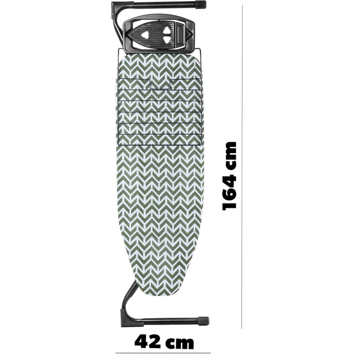 Прасувальна дошка KADAX з висувною полицею, 120x42 см, регульована висота, антиковзні ніжки (Зелена)