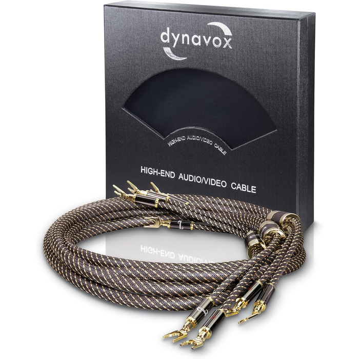 Акустичний кабель Dynavox Black Line Premium High-End з банановими роз'ємами, чорний, 3м (пара)