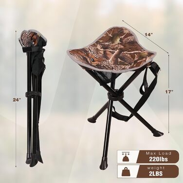REDCAMP 2 шт. Кемпінгові стільці-штатив, 56 см, складні, 3 ніжки, камуфляж для відпочинку на природі, риболовлі, полювання та туризму