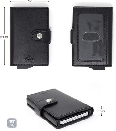 Гаманець чоловічий RFID Stealth Wallet - мінімалістичний висувний картхолдер з алюмінію та шкіри (чорний). Захист від сканування карт