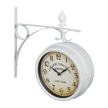 Relaxdays Double-Sided Train Station Clock in White