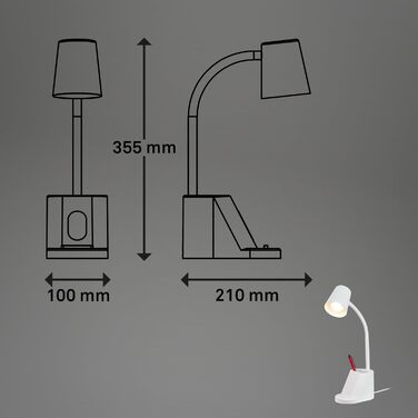 LED настільна лампа BRILONER з торшетом, чорна, 38,5 см, сенсорне керування, поворотна, з можливістю заміни лампочки